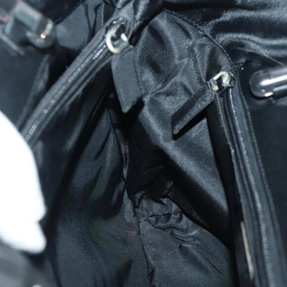 PRADA Hand Bag Satin Black Silver Auth 96617 - Picture 8 of 16